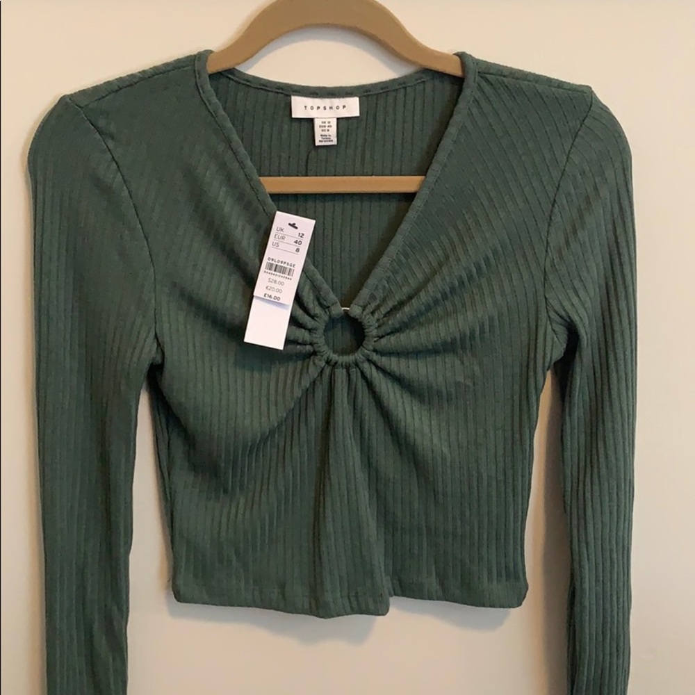 New Topshop crop top with ring detail at V